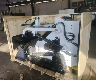 Cargadora compacta 2025 embalada y enviada a Italia en un contenedor High Cube de 40 pies