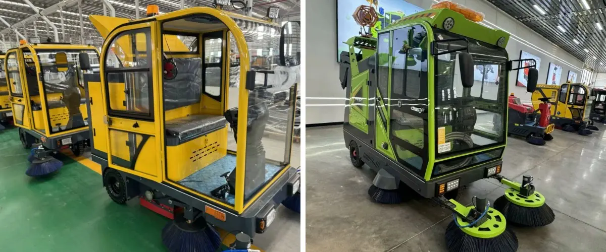 Visita de un cliente africano para una demostración in situ de una barredora con operador a bordo Visita de un cliente africano para una demostración in situ de una barredora con operador a bordo